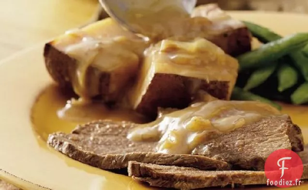 Rôti de Bœuf à la Mijoteuse avec Oignons et Pommes de Terre