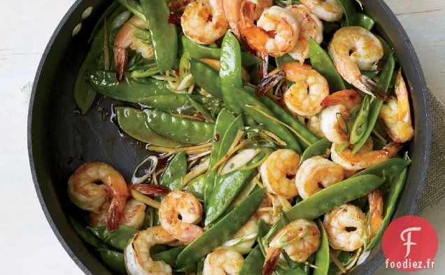 Sauté au Gingembre avec Crevettes et Pois Mange-tout