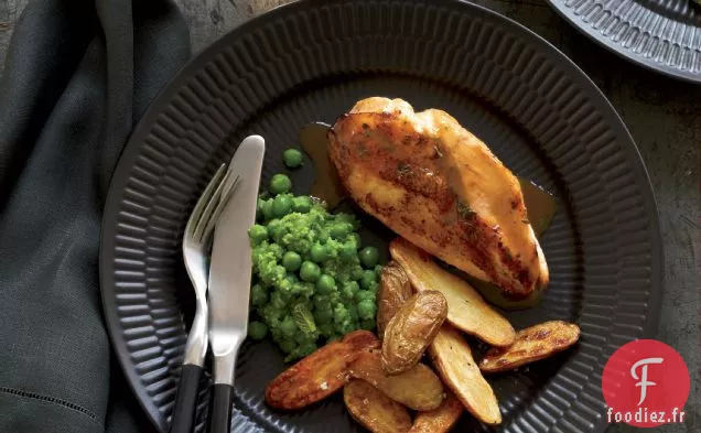 Poitrines de Poulet aux Pommes de Terre et Purée de Petits Pois