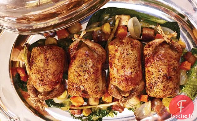 Caille Rôtie aux Champignons Sauvages