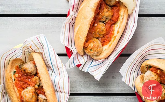 Héros du Pain à l'Ail aux Boulettes de Viande de Dinde