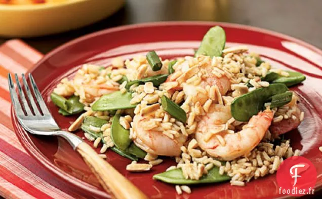 Riz Asiatique aux Crevettes et Pois Mange-tout