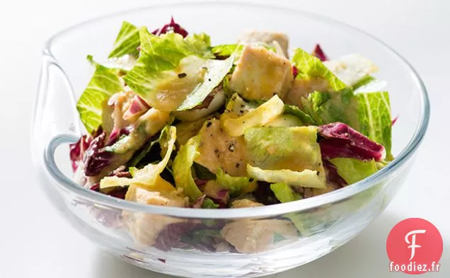 Salade de Poulet avec Vinaigrette de Légumes-Racines Rôtis