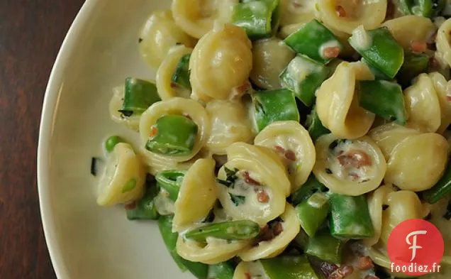 Pâtes Au Prosciutto, Petits Pois, Menthe Et Crème