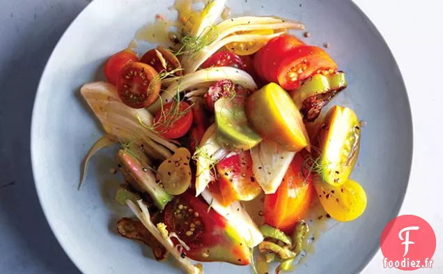 Salade de Tomates anciennes au Fenouil mariné
