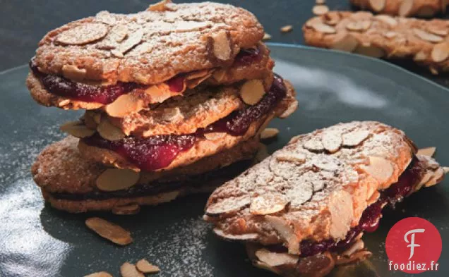 Biscuits Sandwich Moelleux Aux Amandes et aux Framboises
