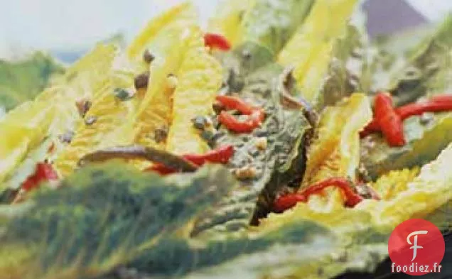 Coeurs de Romaine aux Poivrons Rôtis et Vinaigrette Cabrales
