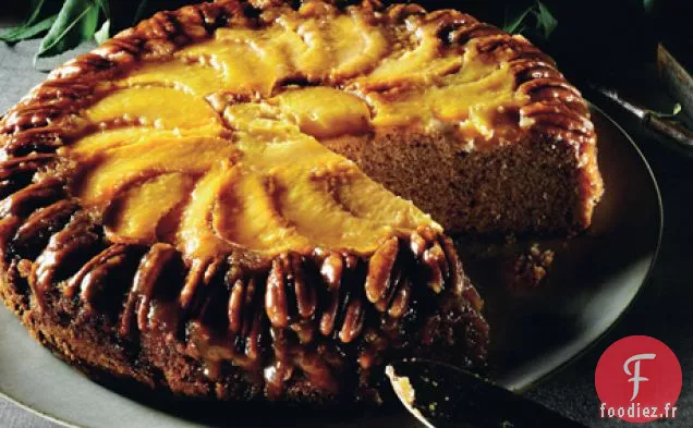Gâteau à l'envers aux Pêches et aux Pacanes