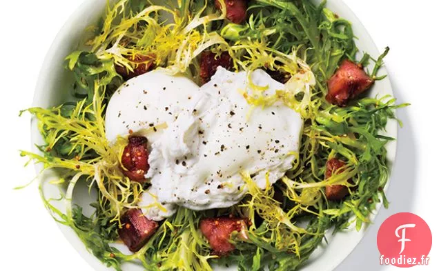 Blancs d'Œufs Pochés, Salade de Bacon à la Dinde