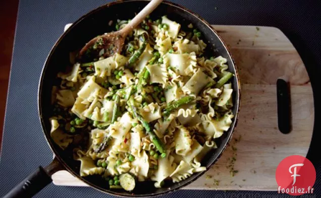 Pâtes Mafalde Avec Légumes Verts et Citron