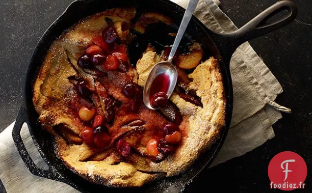 Crêpe Hollandaise aux Pêches avec Compote de Cerises