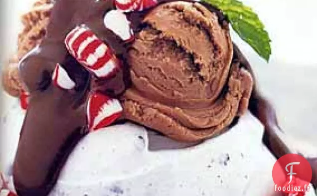 Meringues aux Pépites de Chocolat avec Glace, Bonbons à la Menthe Poivrée et Sauce Chocolat-Menthe