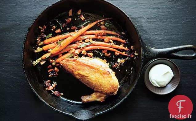 Poulet Rôti à la Poêle avec Carottes et Amandes