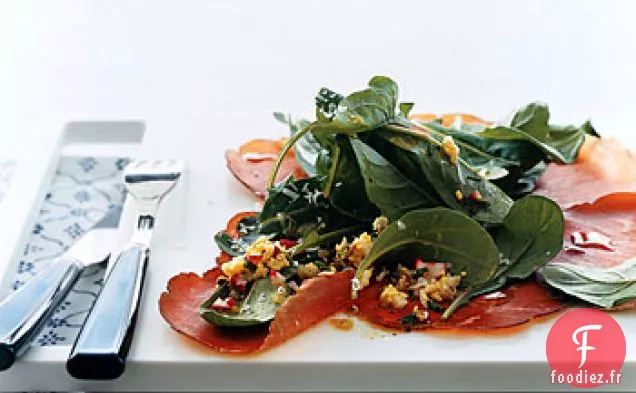 Carpaccio de Bresaola avec Vinaigrette à la Gribiche