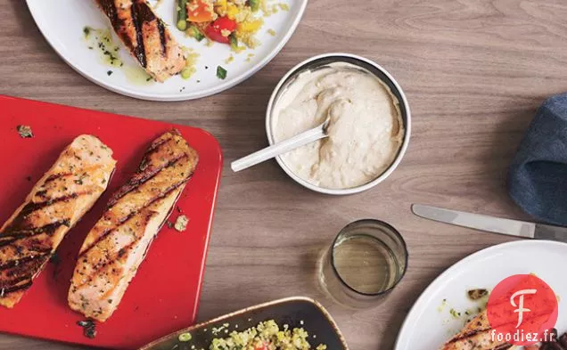 Saumon Grillé aux Haricots Noirs et Mayonnaise au Piment d'Espelette