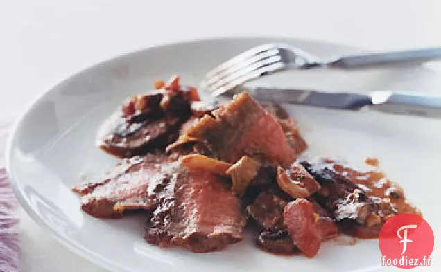 Steak de Flanc Poêlé au Ragoût de Champignons
