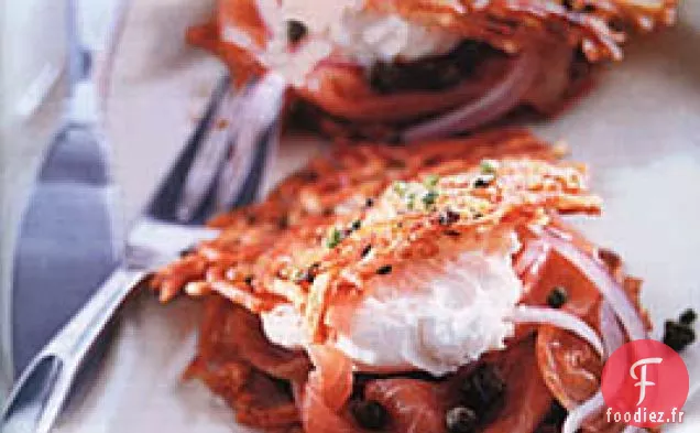 Crêpes aux Pommes de Terre aux Oignons Verts et Sandwichs au Saumon Fumé