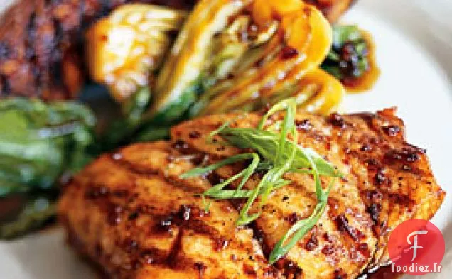 Flétan Grillé, Aubergines et Baby Bok Choy avec Sauce Barbecue Coréenne