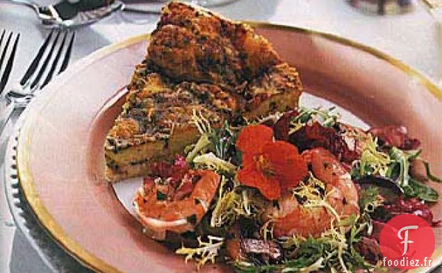 Frisée, Radicchio et Salade Verte Mixte aux Crevettes et Champignons