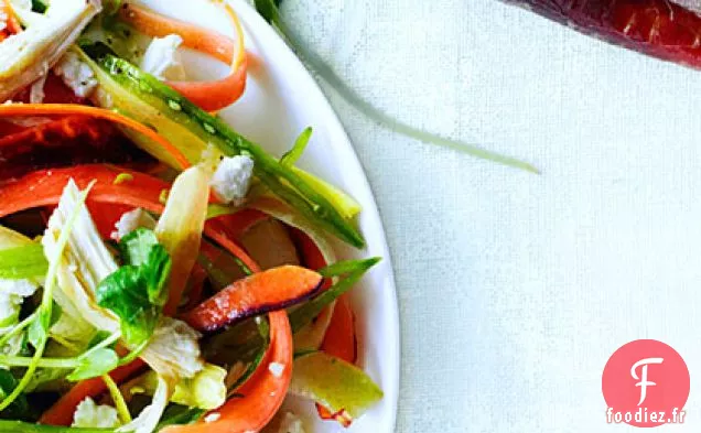 Salade de Carottes Arc-en-Ciel, Pousses de Pois et Poulet