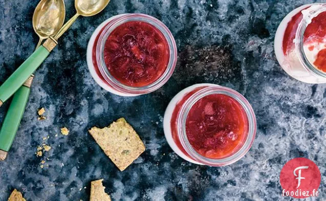 Panna Cotta de Babeurre à la Gelée de Rhubarbe-Fraise