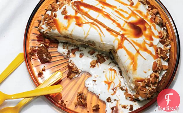 Tarte à la Crème Glacée Cassante aux Arachides et Croquante au Caramel