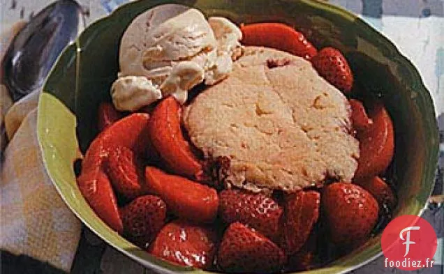 Pavé Pêche-Fraise avec Croûte de Citron au Beurre