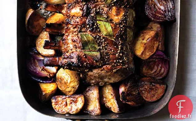 Rôti de Porc Saumuré au Cidre avec Pommes de Terre et Oignons