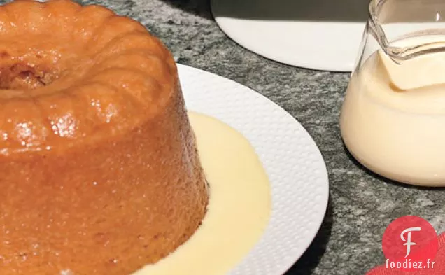 Pouding au Kaki Cuit à la Vapeur avec Crème Anglaise à la Cannelle