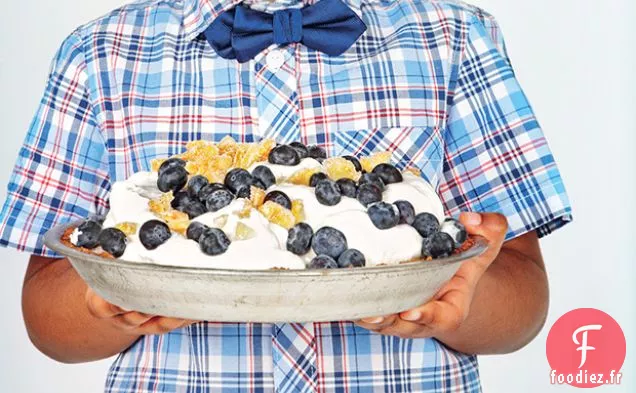 Tarte à la Crème Glacée aux Pêches et aux Myrtilles