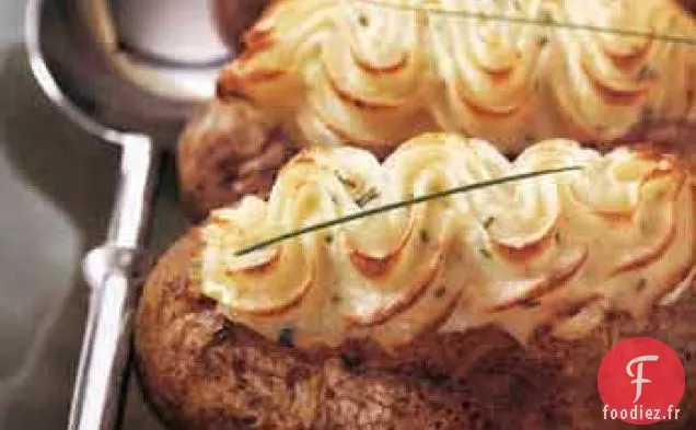 Pommes de terre deux fois cuites au Four avec du Fromage de Chèvre et de la Ciboulette