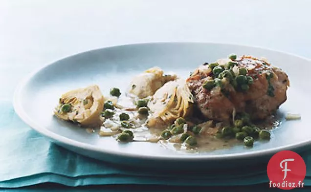 Poulet Braisé aux Artichauts et Petits Pois