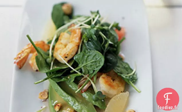 Salade de Crevettes et Avocat avec Vinaigrette au Pamplemousse