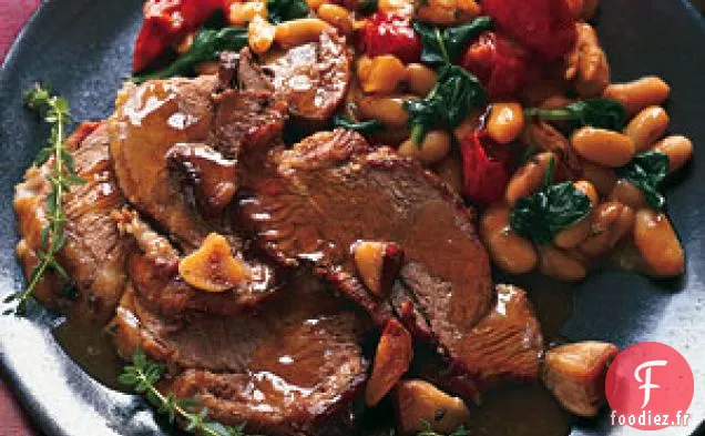 Gigot d'Agneau Braisé au Vin à l'ail