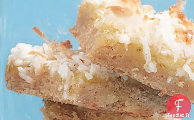 Barres Noix de Coco-Citron Vert avec Croûte Sablée aux Noisettes