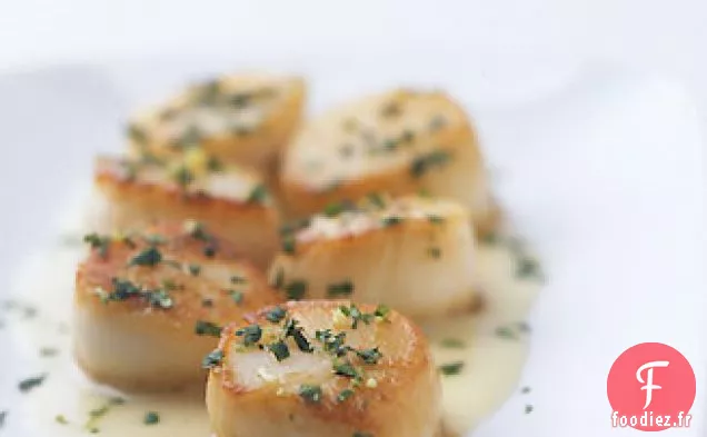 Noix de Saint-Jacques à la Gremolata à la Coriandre et au Gingembre Citron Vert Beurre Blanc