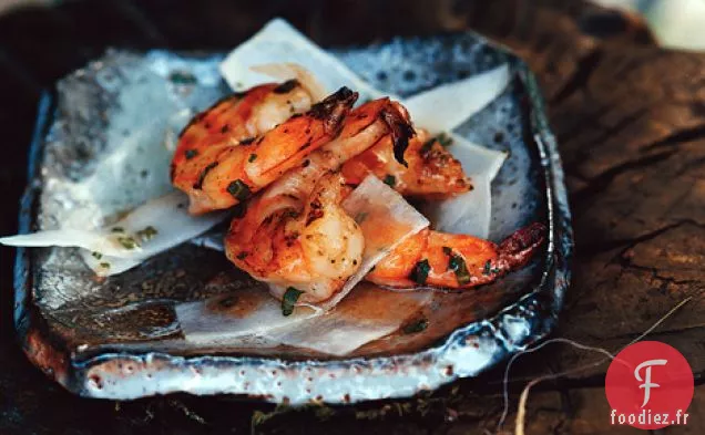 Salade de Crevettes et Daikon avec Dressing - Vinaigrette Shiso