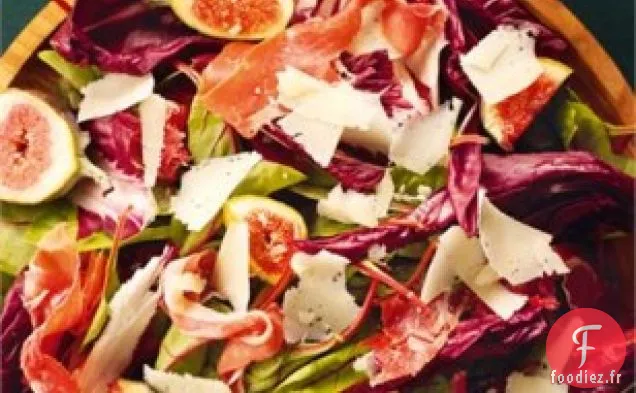 Salade De Feuilles Rouges, Figues Et Jambon Serrano