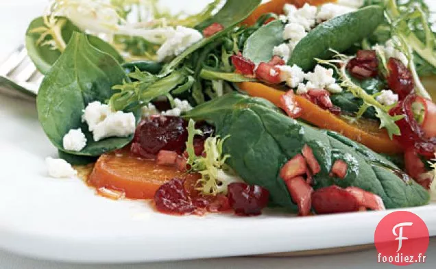 Salade Frisée, Petits Épinards et Betteraves Dorées