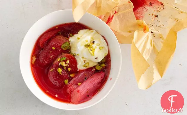 Rhubarbe et Fraises Rôties à la Vanille