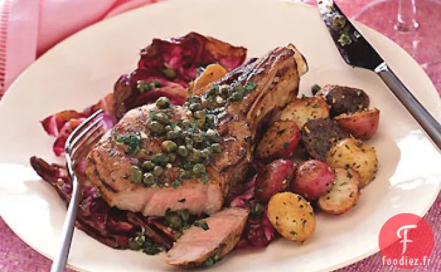 Côtelettes de Veau Grillées et Radicchio Sauce Citron-Câpres