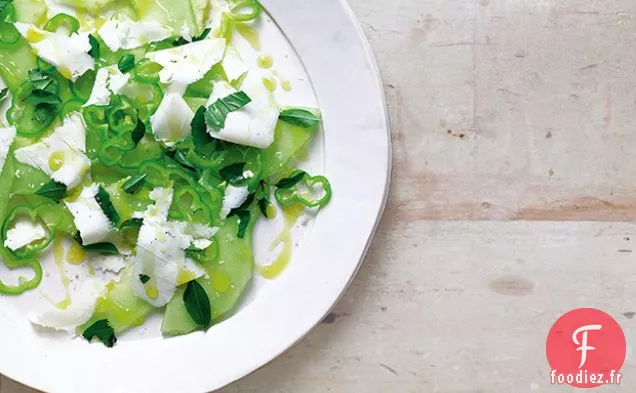 Melon Vert, Poivrons Cubanelles et Salata à la Ricotta
