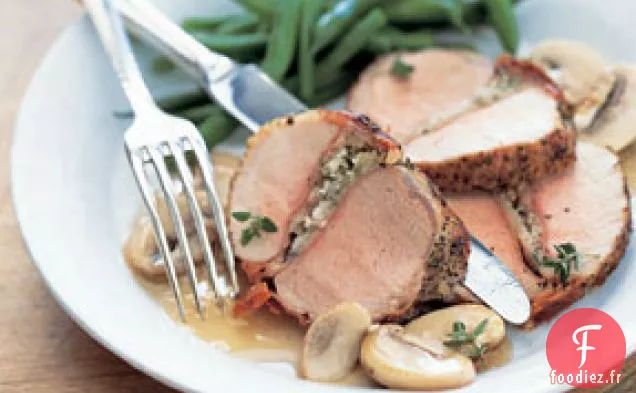 Filet de Porc Farci au Prosciutto et Sauce aux Champignons