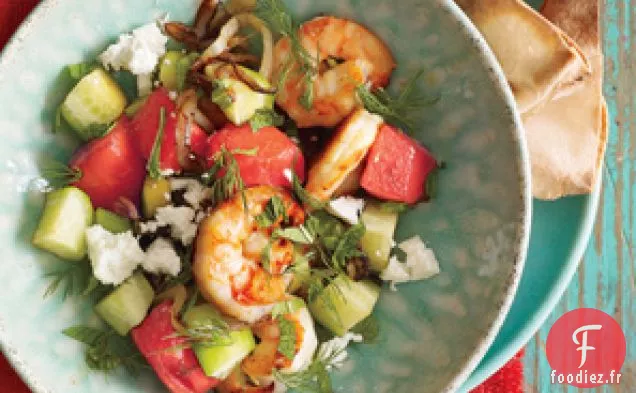 Poêle aux Crevettes et à la Pastèque