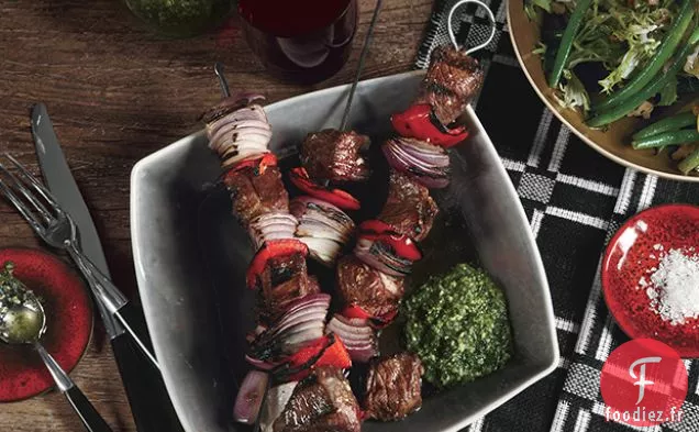 Brochettes d'Agneau au Pesto à la Menthe