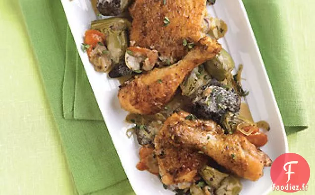 Fricassée de Poulet et Artichauts aux Morilles