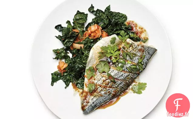 Poisson Échalote au Chou Frisé au Sésame