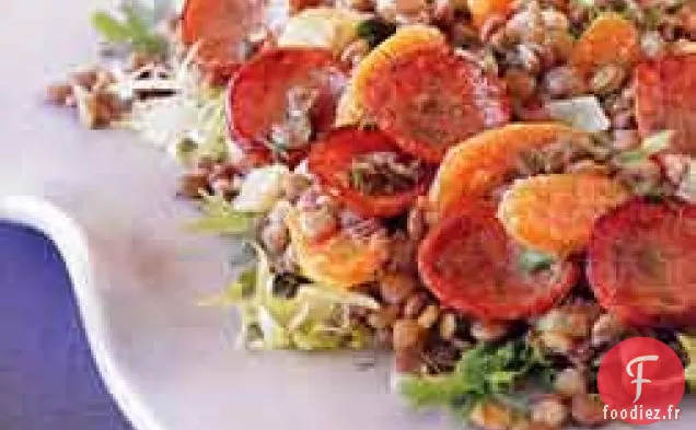 Salade de Kielbasa et Lentilles avec Vinaigrette chaude à la Moutarde et au Fenouil