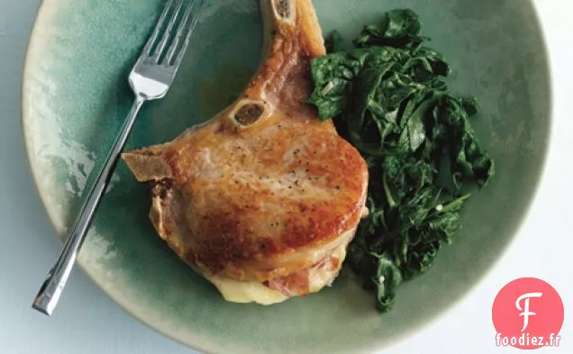 Côtelettes de Porc Saltimbocca aux Épinards Sautés