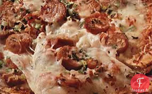 Pizza à la Saucisse de Canard aux Oignons Verts et à la Tomate